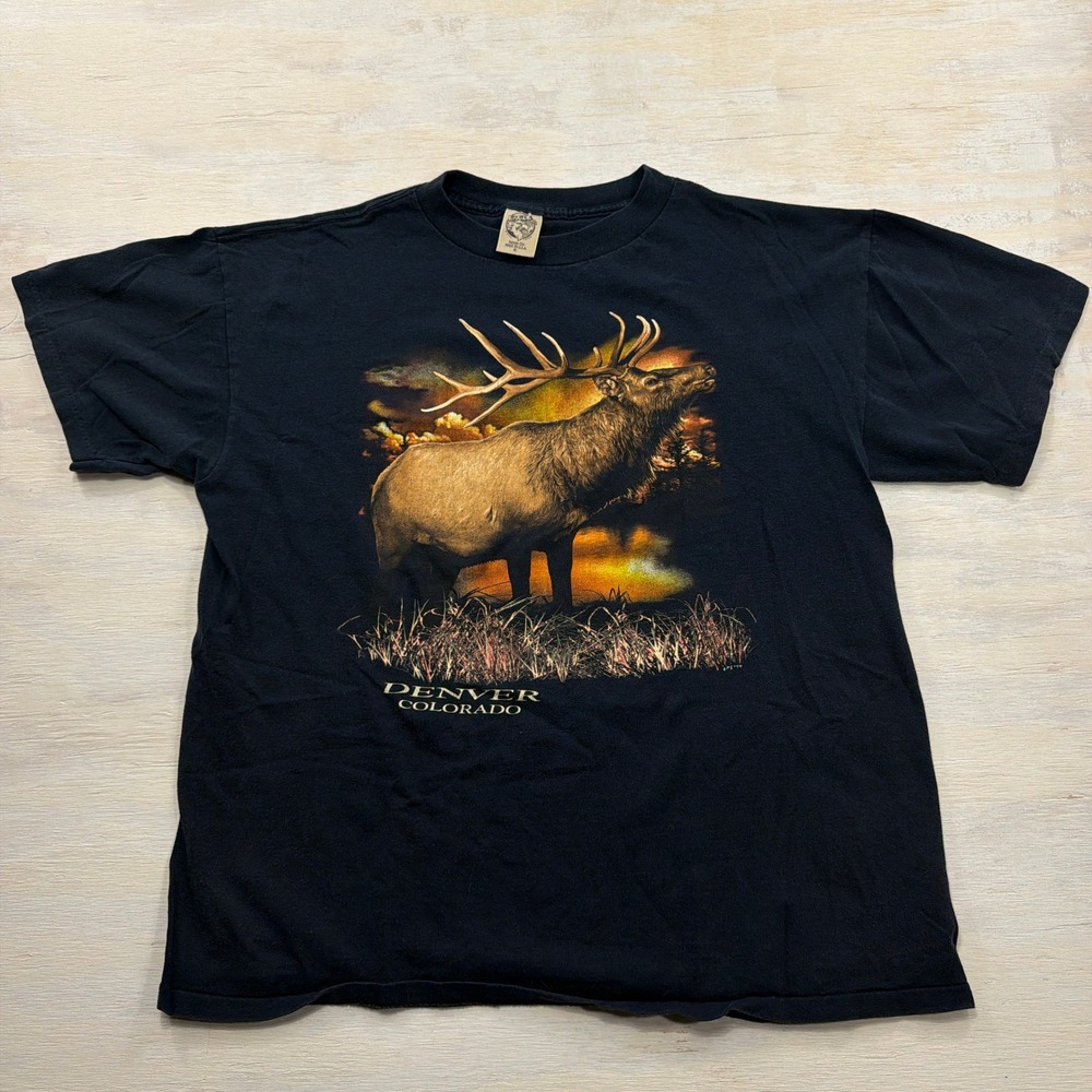 Eagle Products T-Shirt XL Denver Colorado Elk Graphic Single Stitch Navy Mens